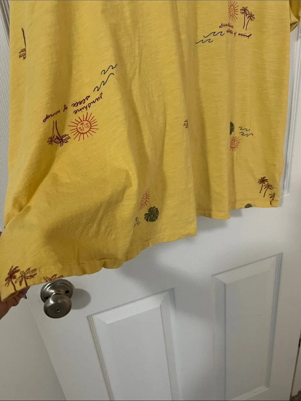 Sonoma Mustard Crewneck Tee with Sun and Palm Accent